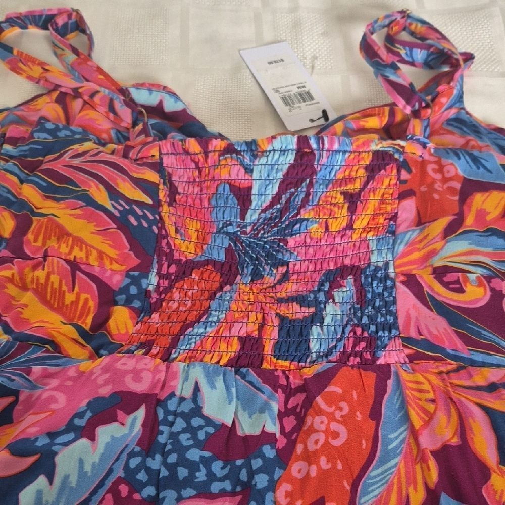 Guess Vibrant Floral Maxi Dress in Blue and Pink - Picture 16 of 16
